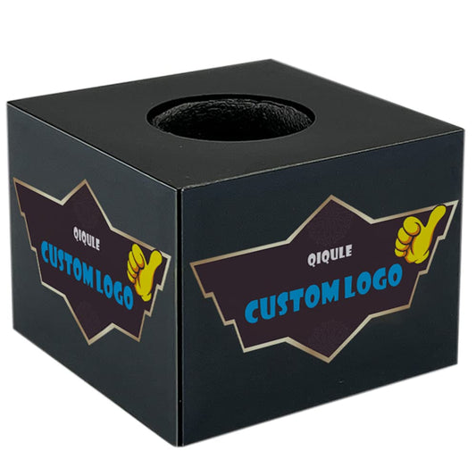 custom microphone logo cube mic flag Portable ABS Injection Molding Square Cube HD printed tempered film (black)