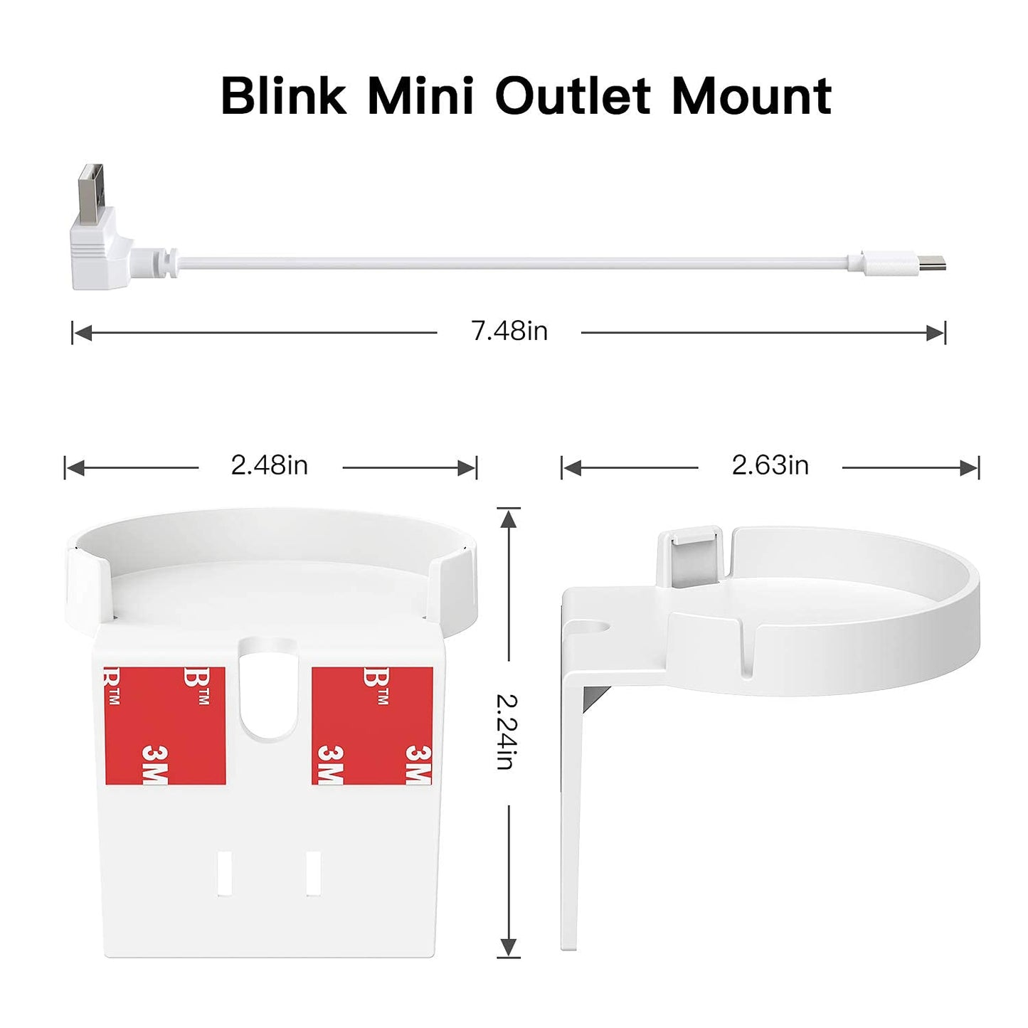 VOMENC 2 Pack Blink Mini Outlet Wall Mount, 360 Degree Swivel AC Outlet Wall Plug Mount Stand Holder Bracket - No Messy Wires or Wall Damage