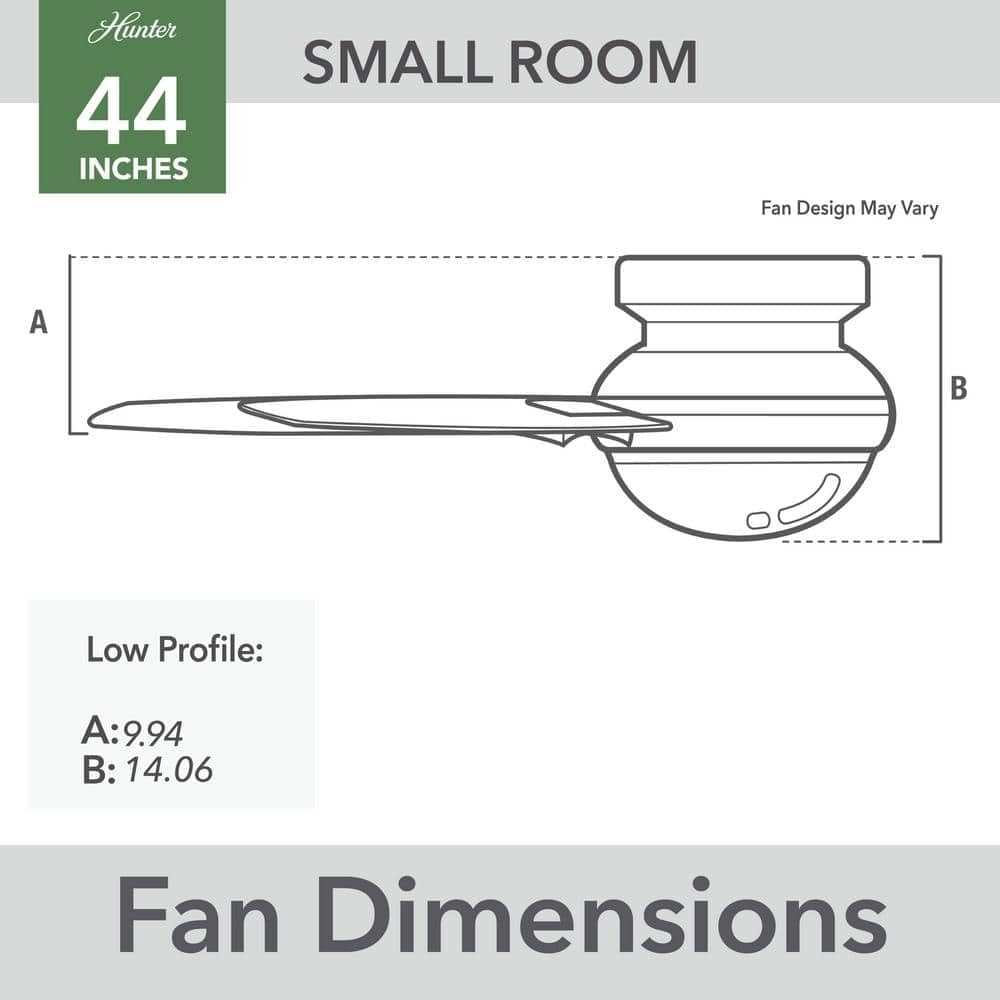 Hunter Fan 44 inch Fresh White Indoor Ceiling Fan with Light and Pull Chain for Bedroom, Living Room, Office, Basement, Kitchen (Renewed), CC5C27C65