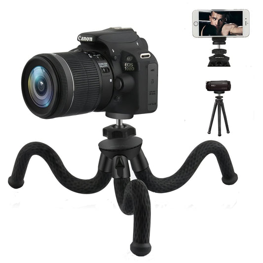 Camera Tripod,Patekfly 12 Inch Flexible Camera Tripod for Canon/Nikon/Sony DSLR Cam/Action Cam, Tripod Stand with Cell Phone Holder Clip for Cell