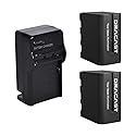 Dracast 2 Pack Battery and Wall Charger Kit | 6600 mAh Rechargeable Li-Ion Batteries and Wall Charger for Sony NP F550, F530, F970, F960, F770, F750