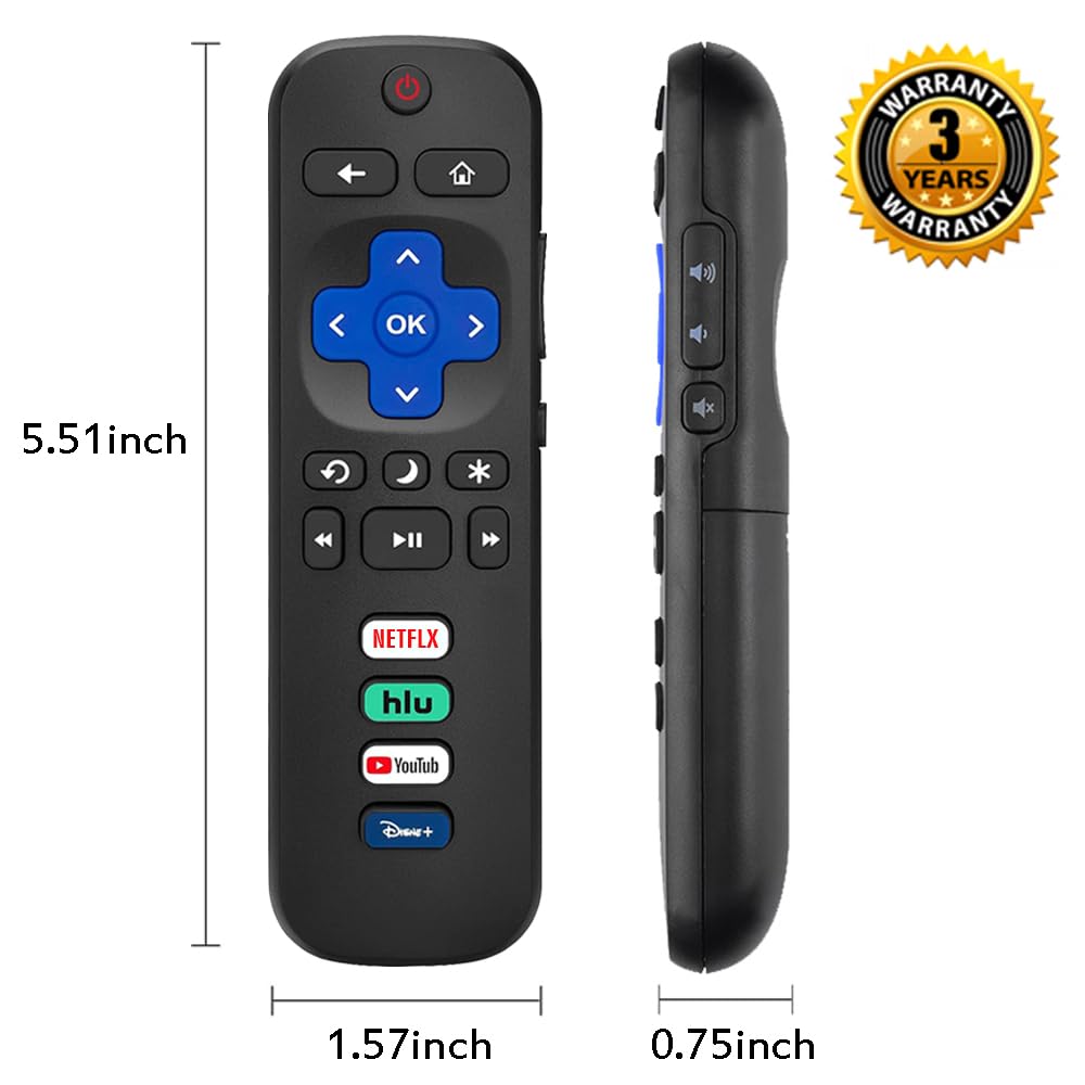 2 Pack Replacement Remote Compatible for Roku TV, Universal Remote Control Fit for TCL/Hisense/Insignia/JVC/Onn/Philips/RCA/Sharp/Sanyo/Hitachi/LG/Magnavox RokuSmart TVs (Not for RokuStick or Box)