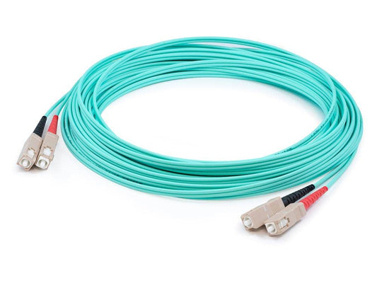 This is A 2M SC Male to SC Male Aqua Duplex Riser-Rated Fiber