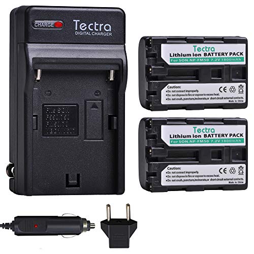 Tectra 2 Pack NP-FM50 Battery and Charger Kit for Sony NP-FM30 NP-FM51 NP-QM50 NP-QM51 NP-FM55H and HDR-HC1 TRV280 TRV350 TRV250 TRV19 TRV22 DVD101