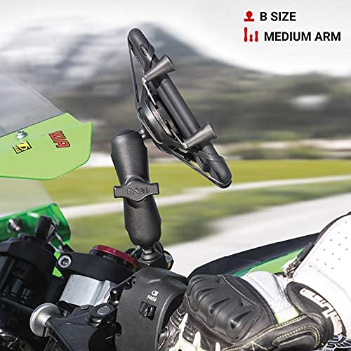 RAM MOUNTS X-Grip Small Phone Holder Mount with Medium Composite Double Socket Arm Compatible with RAM B Size 1" Ball Components RAP-HOL-UN7B-201U