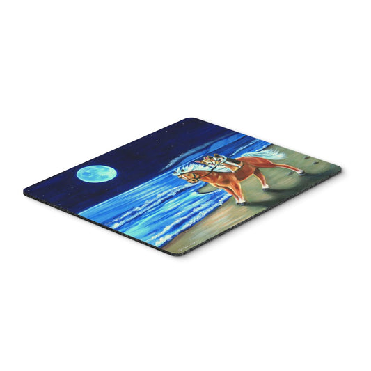 Caroline's Treasures 7318MP Corgi Beach Ride on Horse Mouse Pad, Hot Pad or Trivet for Home Office Gaming Working Computers Laptop Mouse Mat,Washable