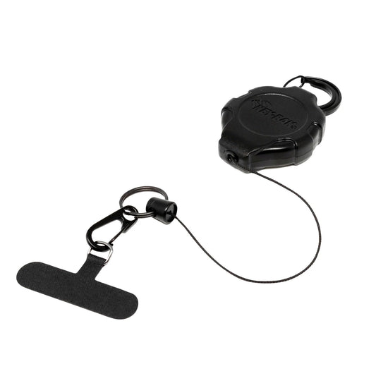 KEY-BAK Ratch-It Retractable Anti-Theft Phone Tether Cell Phone Lanyard with Carabiner & Universal Smartphone Case Anchor Black