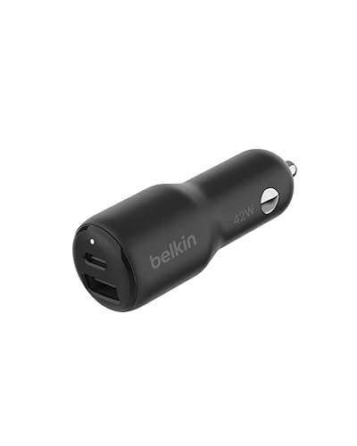 Belkin BoostCharge 42-Watt Dual Port Fast Car Charger w/30W USB-C & 12W USB-A Ports for iPhone 16, 16 Pro, Galaxy S26, S25, Pixel 10 & 9, Nintendo