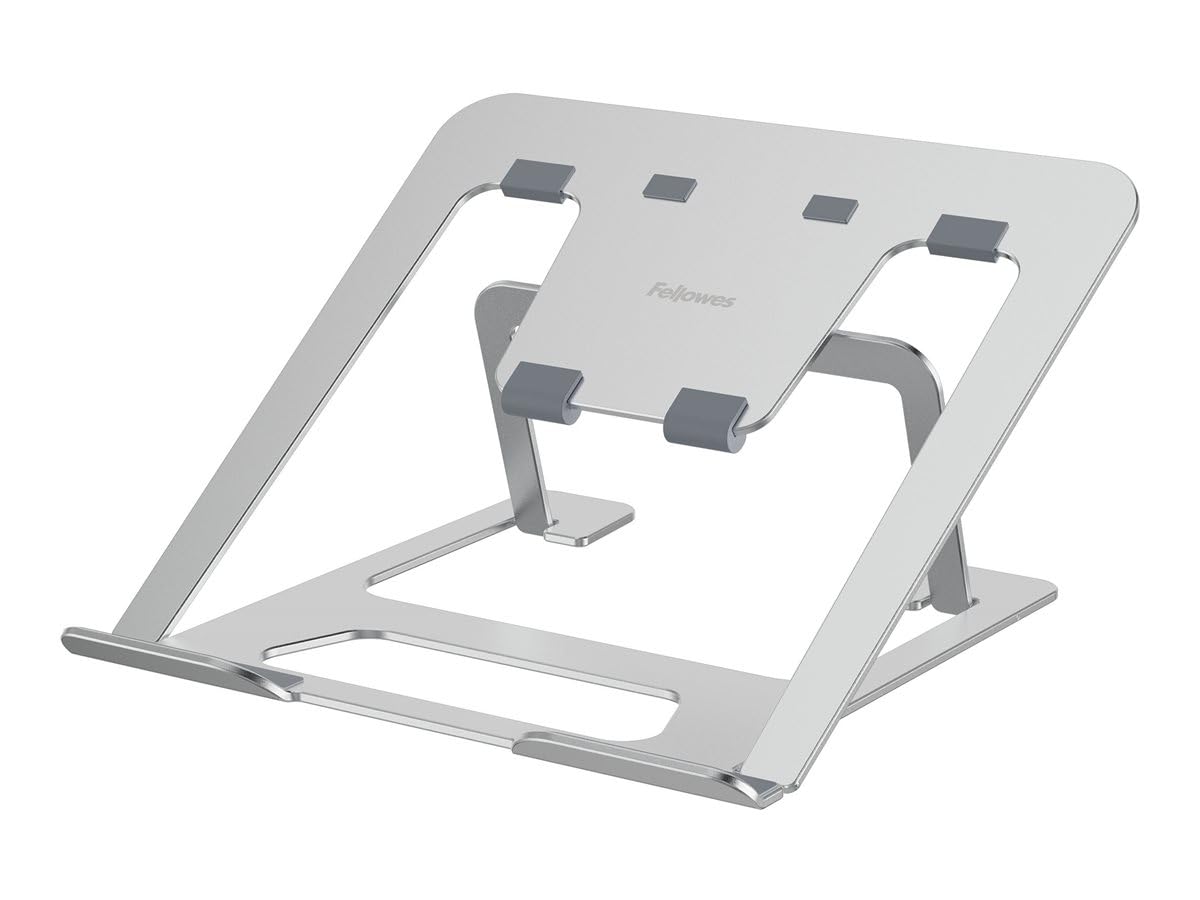 Fellowes Alumia™ Portable Laptop Stand - Silver - Height and Angle Adjustable Laptop Riser, Ergonomic and Foldable Aluminium Design for Home, Office