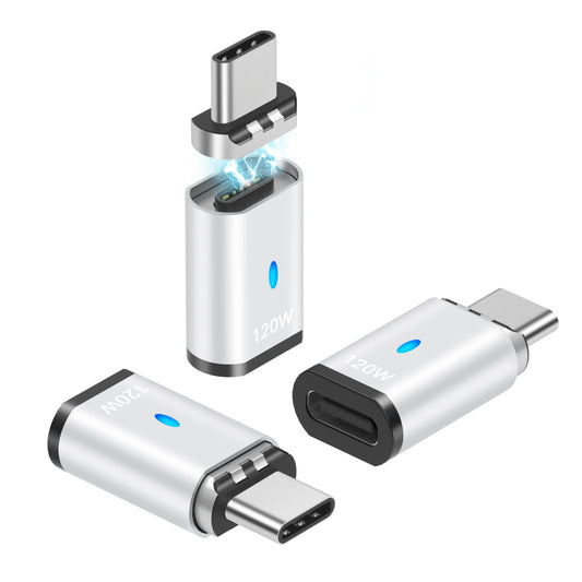 SHEEAST USB C Magnetic Adapter 3 Pack, 120W Straight USB2.0 Type C Connector 5Pin with 480Mbps Data Transfer, Compatible for MacBook Pro/Air iPad Pro…