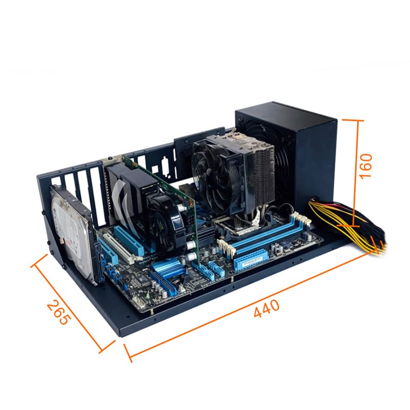 ALAMENGDA DIY Pc Test Bench, Open Chassis Case Rack for ATX/M-ATX/ITX Motherboards,Widely Body Heat Dissipation Design Open Air Pc Case, SSD