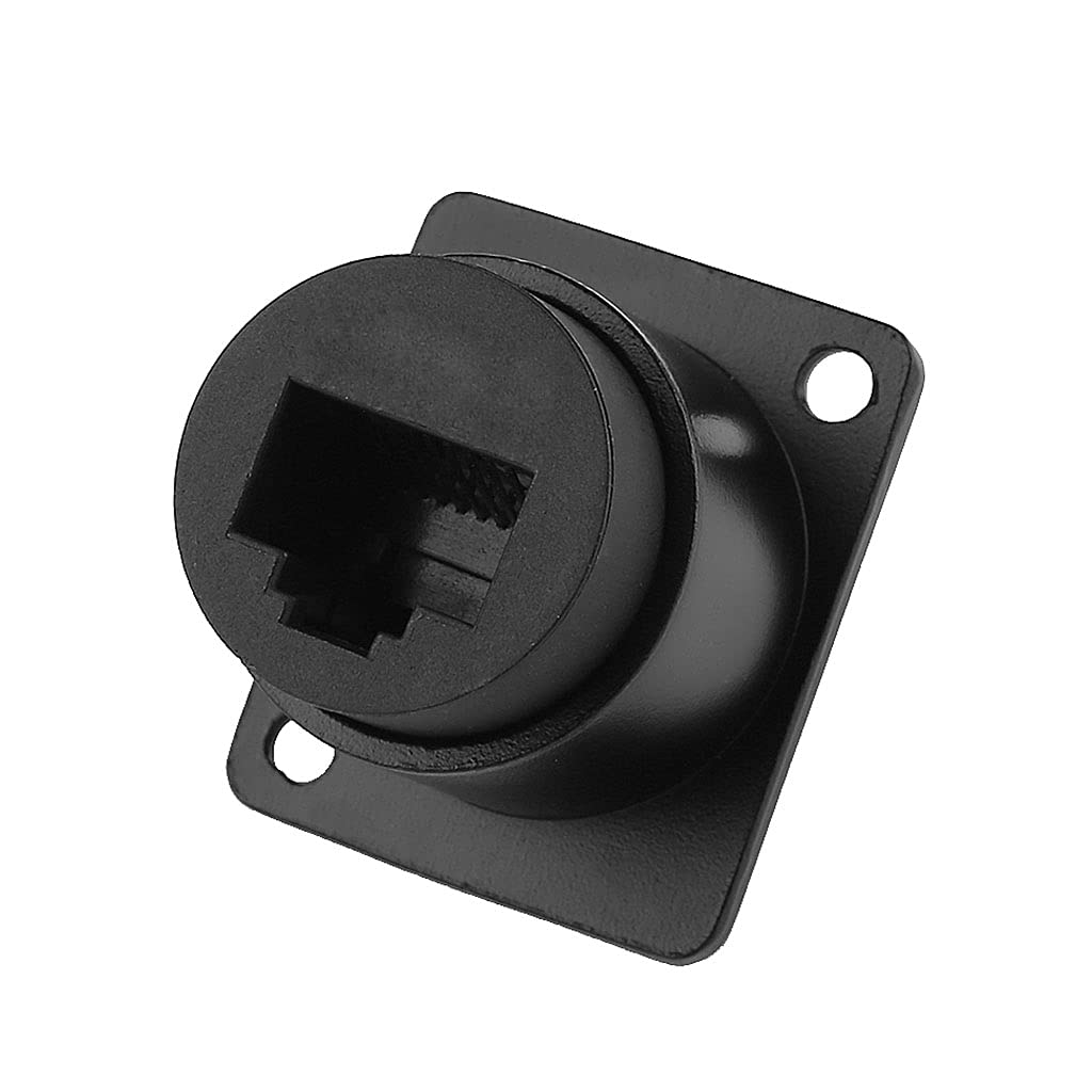 icepc RJ45 Cat6 Socket D-Type Module Shielded Industrial Panel Mount Bulkhead Female/Female Feed Thru Coupler Signal IP67 Waterproof Connector Network