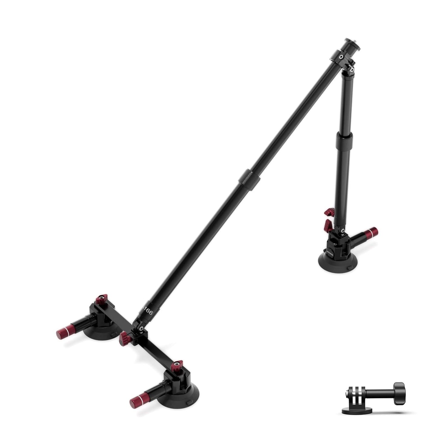 NEEWER Triple Suction Cup Car Mount Kit, Two 24" Aluminum Alloy Extension Poles, NATO Rail, Action Camera Adapter Compatible with GoPro DJI Insta 360