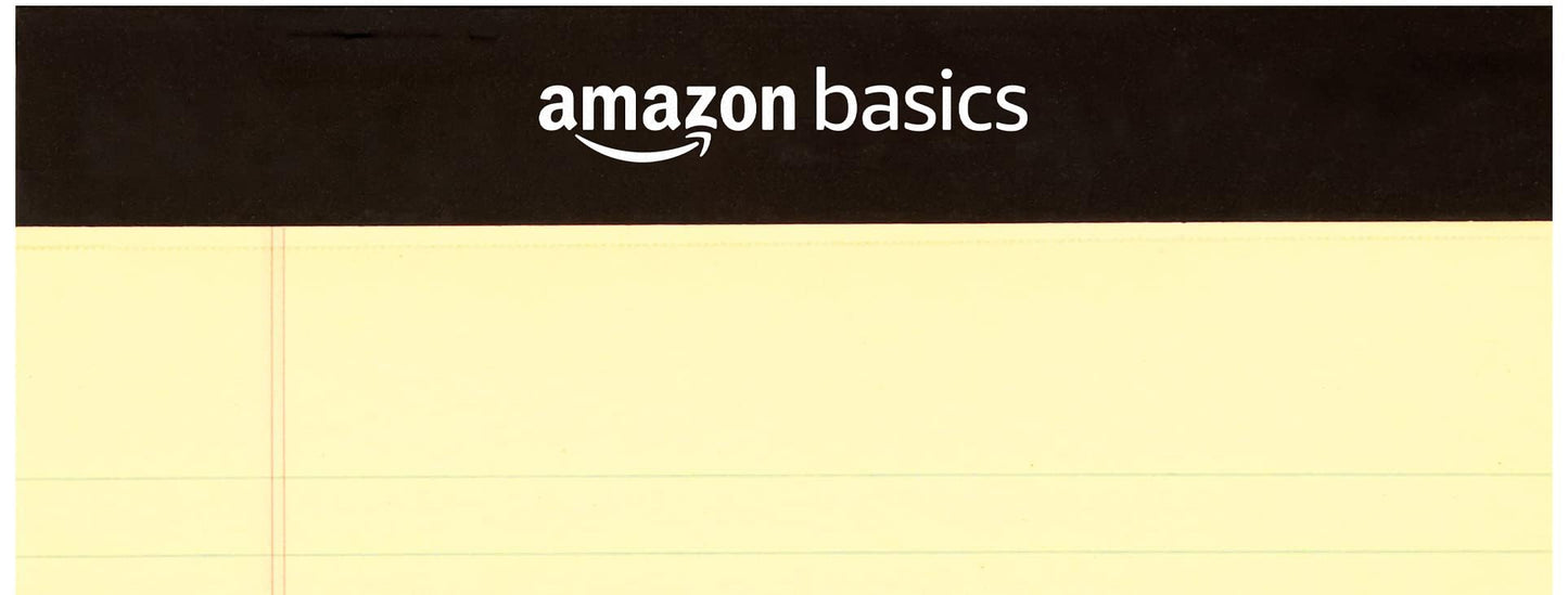 Amazon Basics 50-Sheet Narrow Ruled Lined Writing Note Pad, 5" x 8", 12-Pack, Canary, Perforated