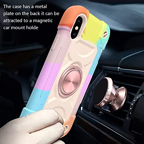 Cookiver for iPhone Xs Max Case 6.5 Inch with Ring Stand, with 2 Pack Glass Screen Protector,Heavy-Duty Shockproof Rugged Military Grade Cover