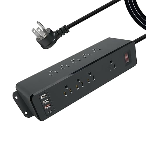 9 Outlets Wall Mount Power Strip with USB C HdcTek Double Side Outlet Extender Fast Charge USB-A Ports & 1 PD USB-C Port Flat Plug Mountable Desk