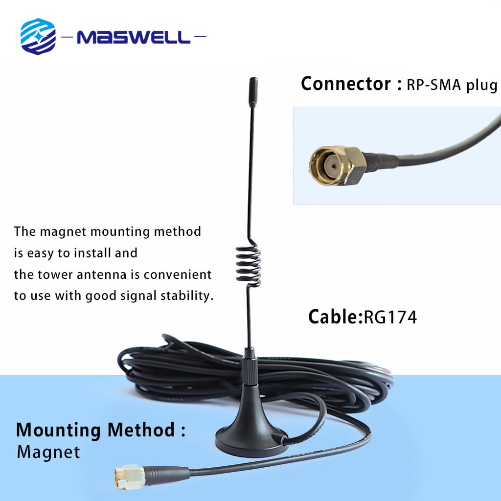 Low Profile WiFi Antenna WiFi, Wimax Bluetooth and Zigbee Short Monopole RP SMA Plug