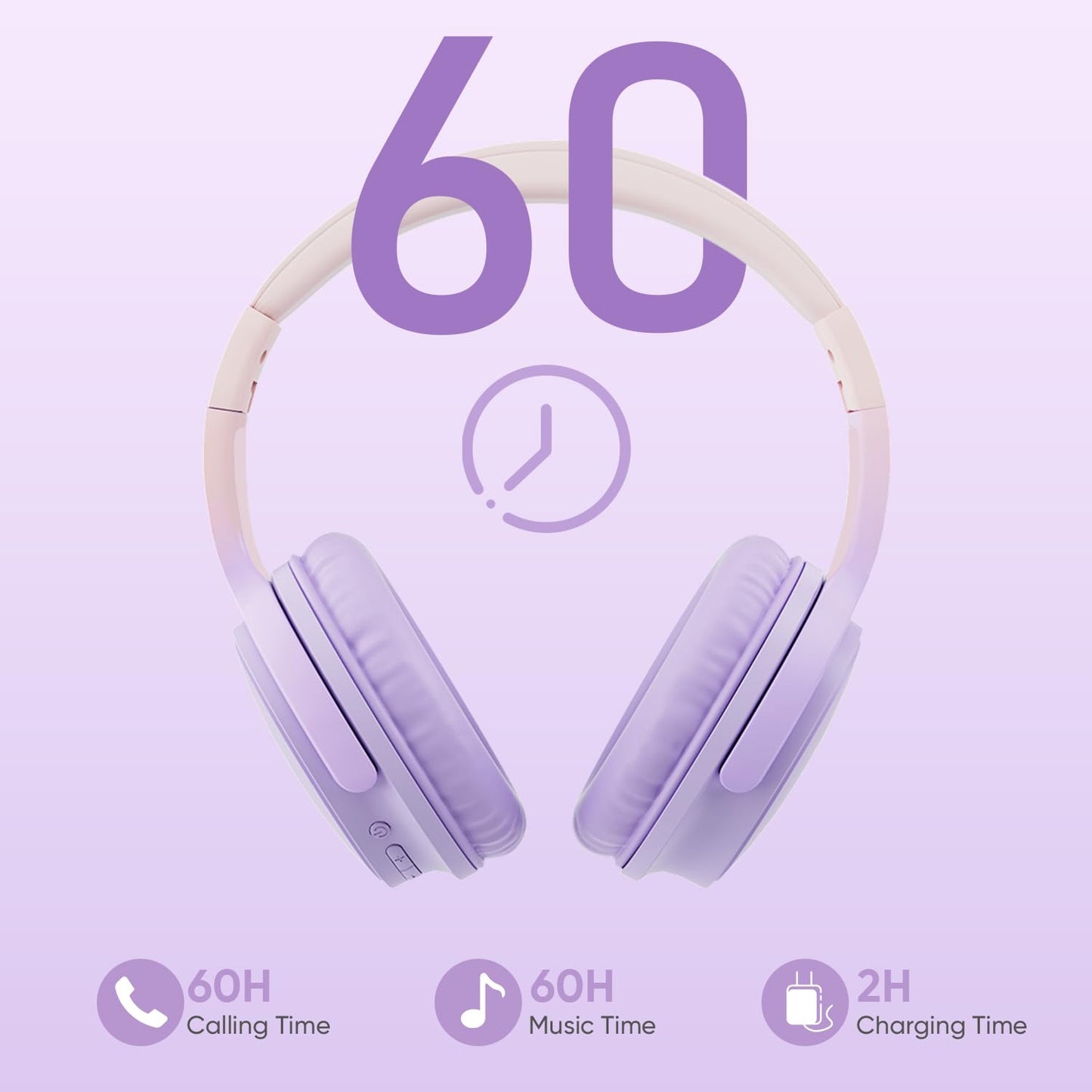 Gankoii Wireless Headphones, Bluetooth Over Ear Headsets with Microphone, Hi-Fi Audio, 60H Playtime, Touch Control, Foldable Lightweight, On-Ear…