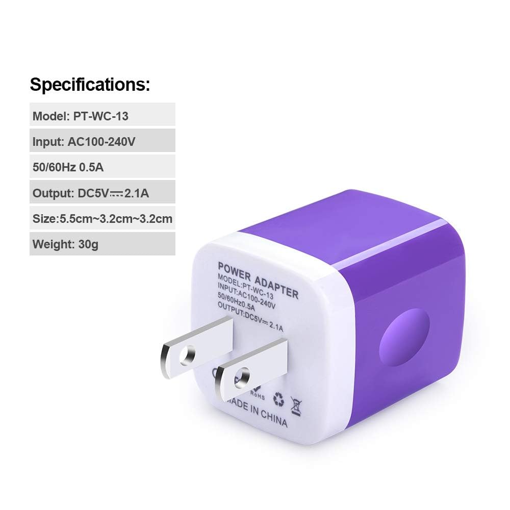 USB Wall Charger, Charging Cube, Sicodo 3Pack Dual Port Charging Block Plug in Cell Phone Charger Box Brick USB Power Adapter for iPhone 17 16 15 14