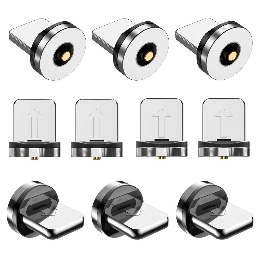 Magnetic Charging Tips lPhone 10pcs,1Pin 360° Rotate Connector Adapters for iOS-Lightlng Ports Series,Just Plugs