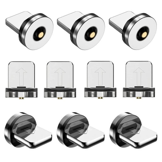 Magnetic Charging Tips lPhone 10pcs,1Pin 360° Rotate Connector Adapters for iOS-Lightlng Ports Series,Just Plugs