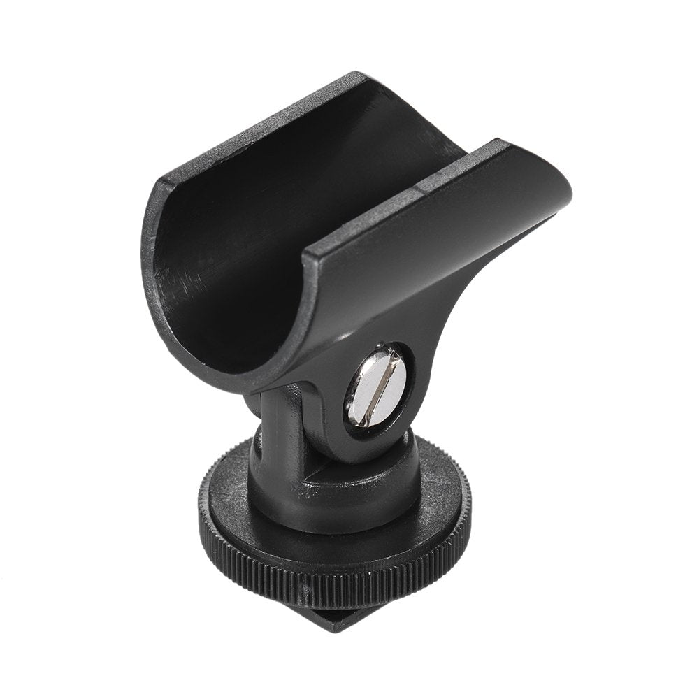 Andoer 19mm Microphone Mic Clip Holder with Hot Shoe & 1/4" Screw Hole for Mic Stand and DSLR Camera