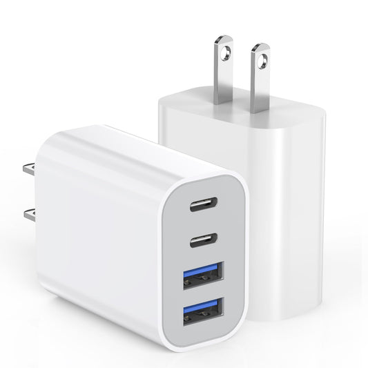 40W iPhone 17 16 Charger Block,2Pack 4-Port Fast USB C Charger Blocks,Multiport PD Power Adapter & QC Phone Charging Apple Adapter for iPhone 17