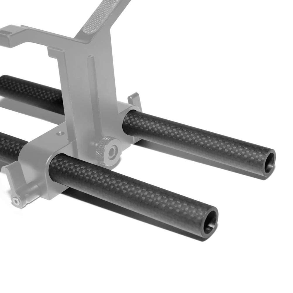 NICEYRIG 15mm Carbon Fiber Rod 8 Inch Applicable for Follow Focus, Shoulder Rig, Matte Box, Lens Support, Pack of 2-065