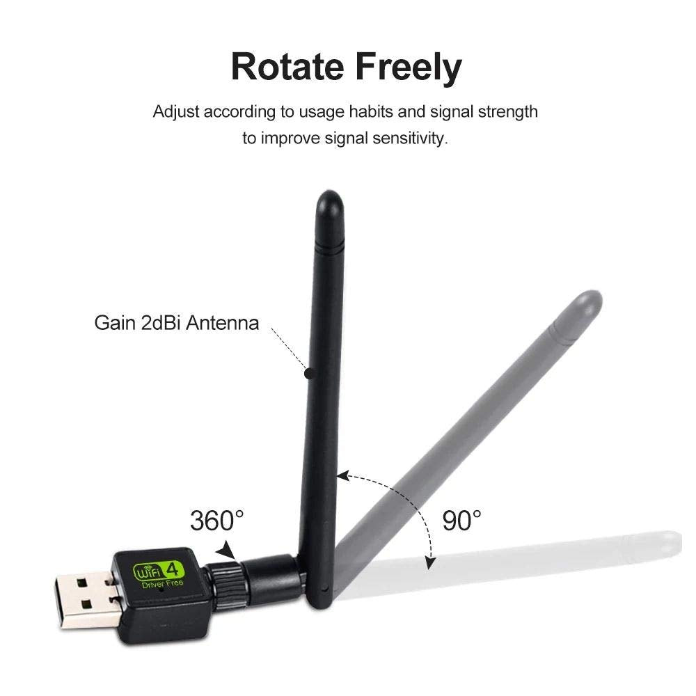 USB WiFi Router Adapter Network LAN Card with Antenna Plug & Play for Windows XP/Vista/Linux