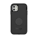 Otter + Pop for iPhone 11: OtterBox Defender Series Case with PopSockets Swappable PopTop - Black and Aluminum Black
