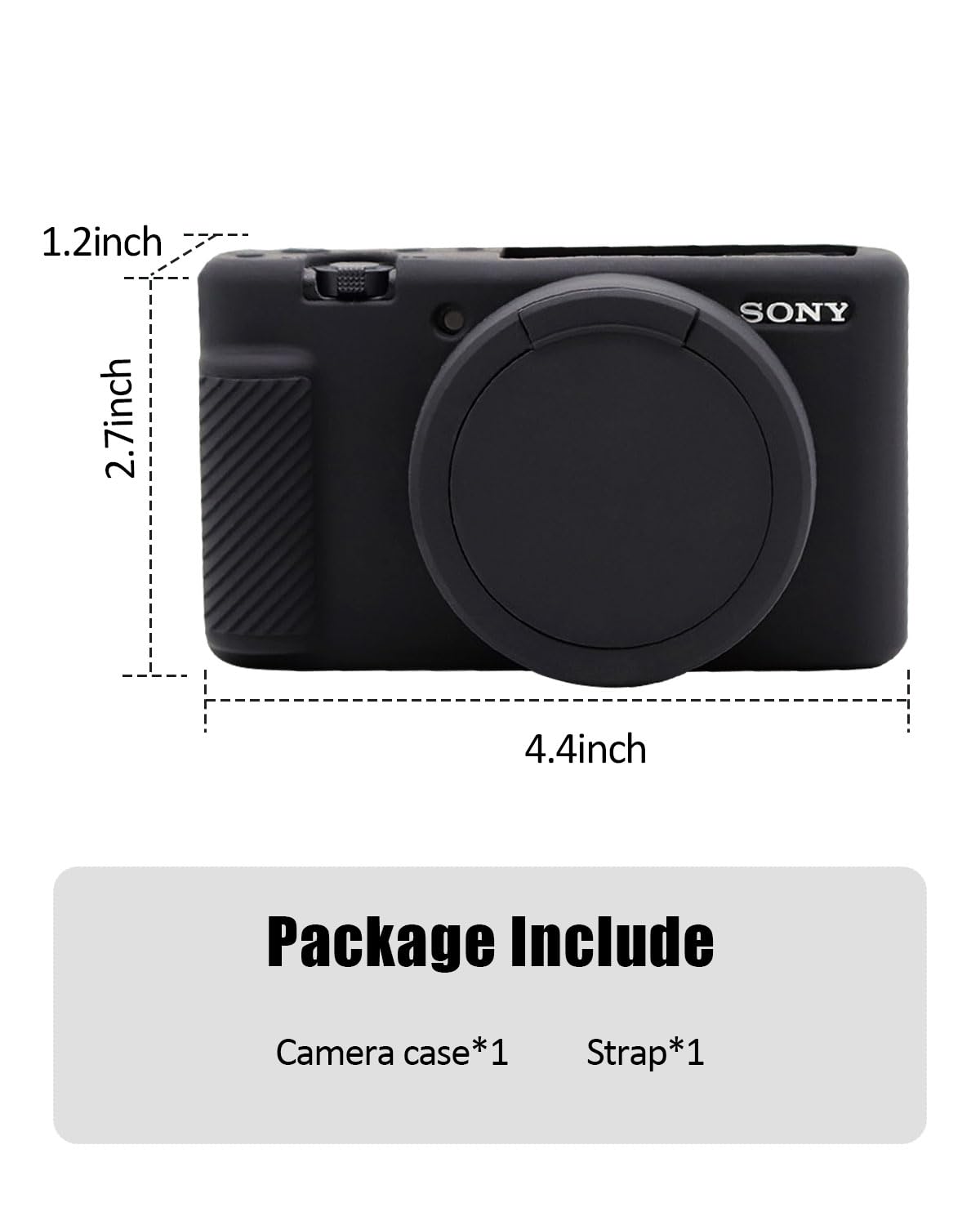 Case for ZV-1 Vlog Camera, EONORY Anti-Scratch Slim Fit Soft Sleeve ZV-1 Camera Silicone Cover with Strap Wrist for Sony ZV-1 Digital Camera (Black)