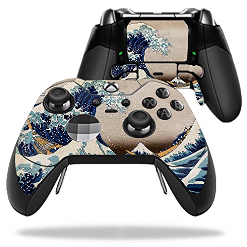 MightySkins Skin Compatible with Microsoft Xbox One Elite Controller - Great Wave of Kanagawa | Protective, Durable, and Unique Vinyl wrap Cover |