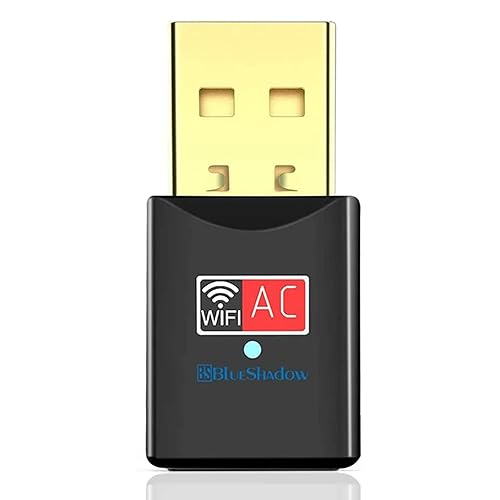Blueshadow USB WiFi Adapter - Dual Band 2.4G/5G Mini Wi-fi ac Wireless Network Card Dongle with High Gain Antenna for Desktop Laptop PC Support