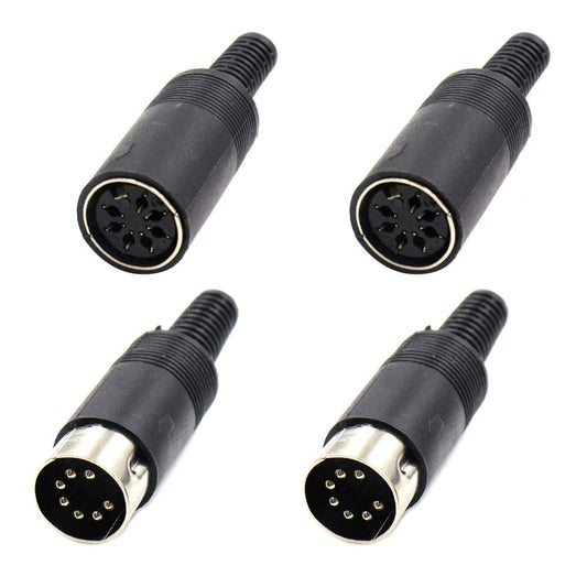 Hxchen 2 Sets 7Pin Female + Male DIN Adapter Socket Audio AV Connector Black