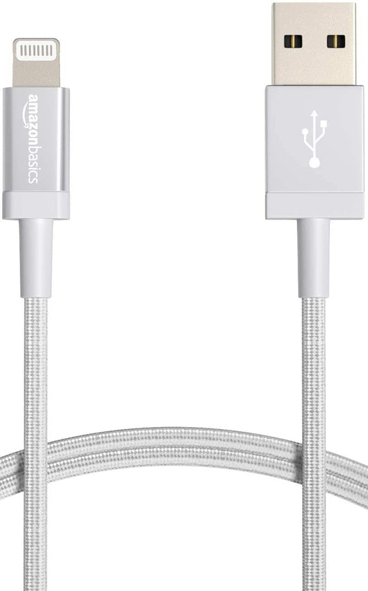 Amazon Basics USB-A to Lightning Charger Cable, Nylon Braided Cord, MFi Certified Charger for Apple iPhone 14 13 12 11 X Xs Pro, Pro Max, Plus, iPad…