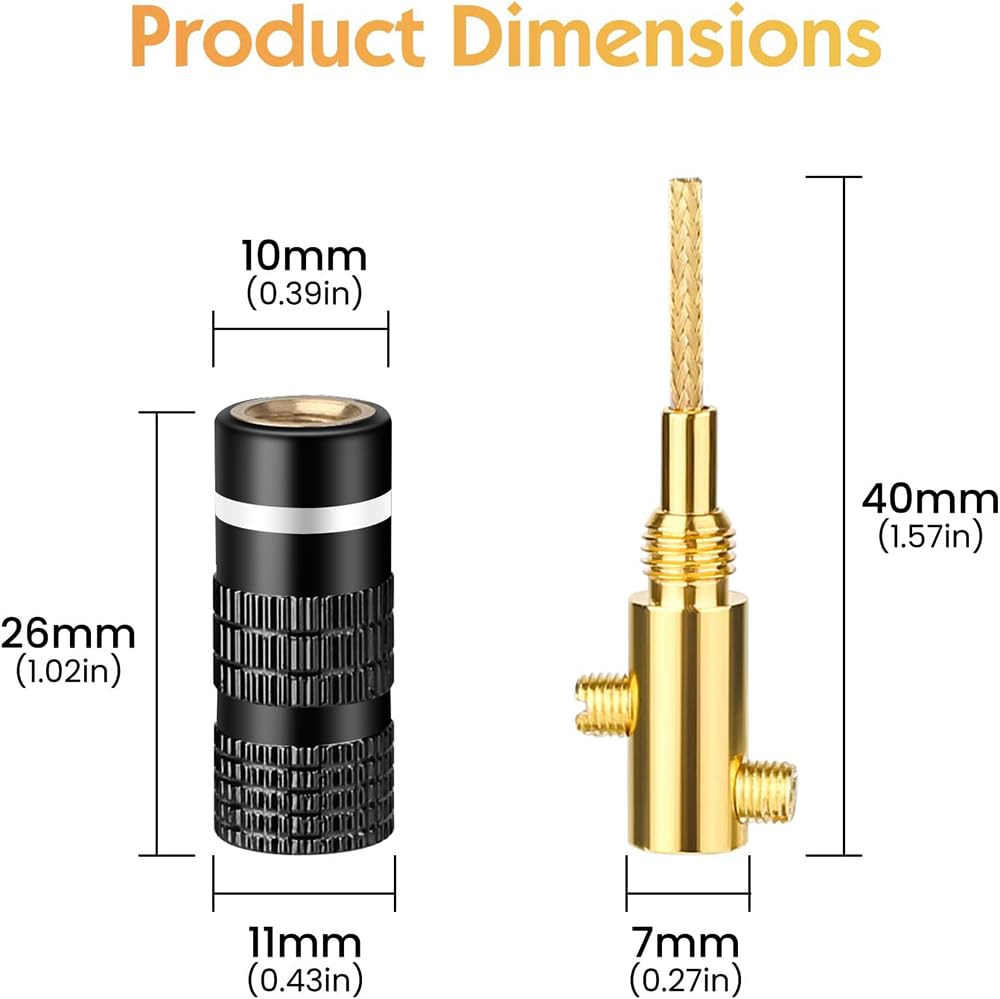 KUYIOHIFI HiFi Flex Pin Banana Plugs, 2mm pin Banana connectors/Plugs, for Spring-Loaded Inputs/Speaker Terminals (2 Pairs)