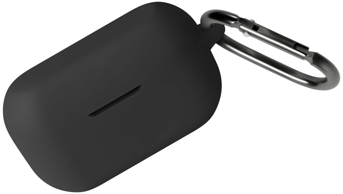 Geiomoo Silicone Case for Technics EAH-AZ100-K, EAH-AZ100-S, Soft Flexible Scratch Resistant Protective Cover with Carabiner (Black)