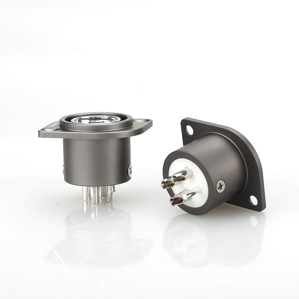 Viborg Female XLR Chassis Panel Mount Connectors, Hi End Audio XLR Socket, XLR Jacks, Pure Copper Rhodium Plated XLR Receptacle with PTFE Insulator