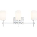 Quoizel Rossfield 24" 3-Light Vanity Light, Chrome with White Etched Glass, Dimmable LED Compatible