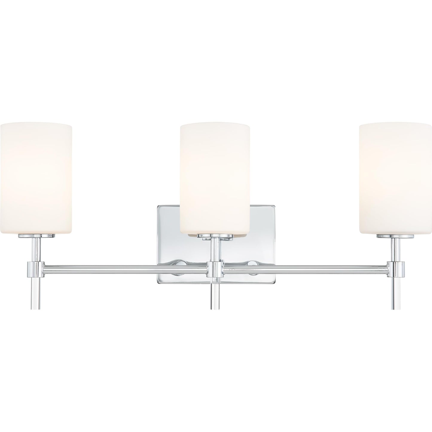Quoizel Rossfield 24" 3-Light Vanity Light, Chrome with White Etched Glass, Dimmable LED Compatible