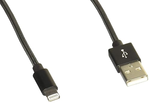 Monoprice Lightning to USB-A Charging Cable - Apple MFi Certified, Nylon Braided Jacket, 1.5 Feet, Black - Premium Series