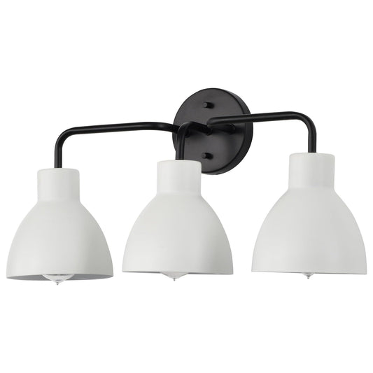 Nuvo 60/6786 3-Light Sloan Vanity Fixture, Matte Black Finish with White Shade