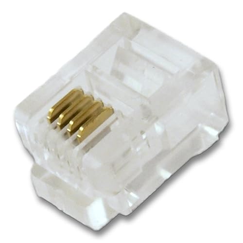 My Cable Mart RJ11 Modular Telephone Plug, (6P4C 4 Conductor/2 Lines, 20 Pack
