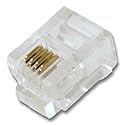 My Cable Mart RJ11 Modular Telephone Plug, (6P4C 4 Conductor/2 Lines, 20 Pack