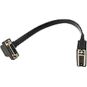 zdyCGTime 90 Degree DVI Extension Cable, 1FT/30CM Flat Slim DVI-D Dual Link, Female to Male, Supports 1080p, Compatible with TV, Projector