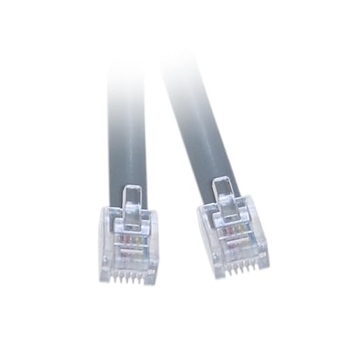 CableWholesale 7 feet Telephone Cord for Voice (VoIP), RJ12 Plug Gold Plated Connectors, 6P / 6C, Silver Satin, 28AWG, Reverse, RJ12 Phone Cable