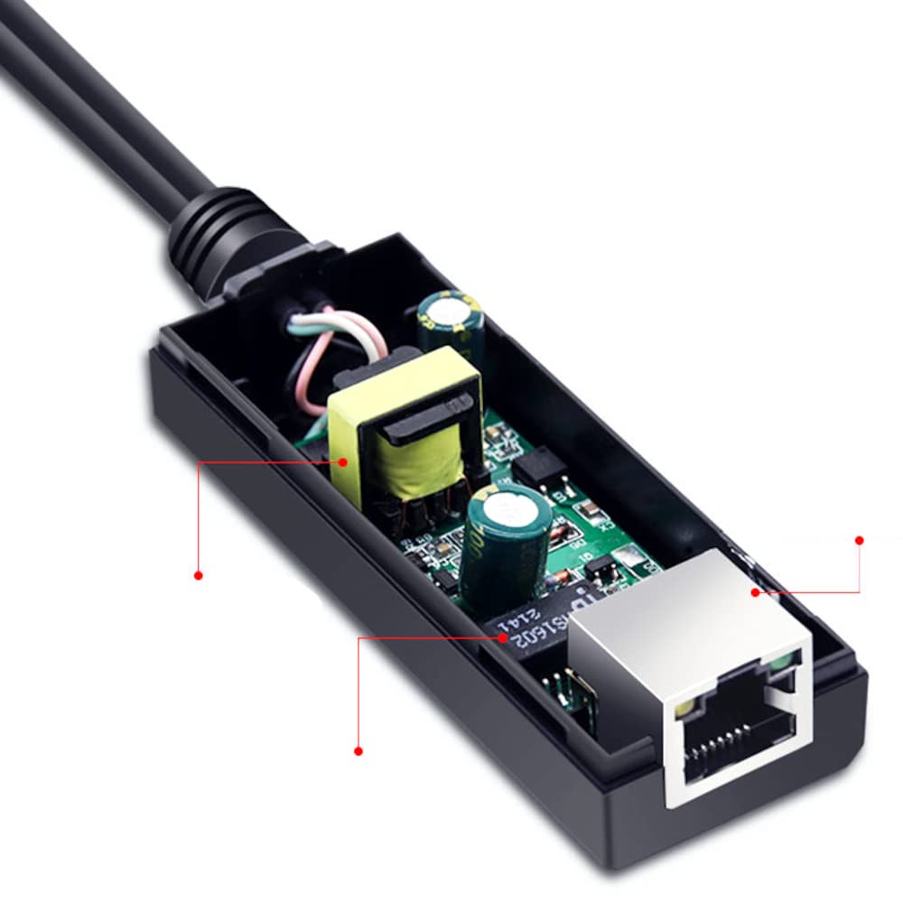 JacobsParts 5V PoE Splitter, 48V to 5V 2.4A Micro-USB Adapter, IEEE 802.3af Compliant for IP Camera, Raspberry Pi and More (4-Pack)