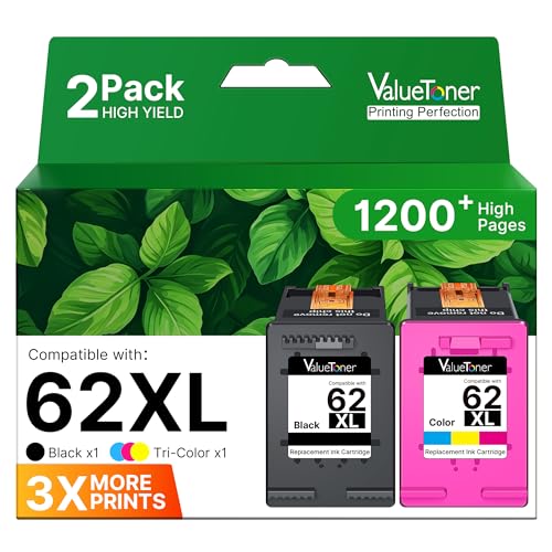 62XL Ink Cartridges for HP Ink 62 for HP 62XL Ink Cartridge Combo Pack