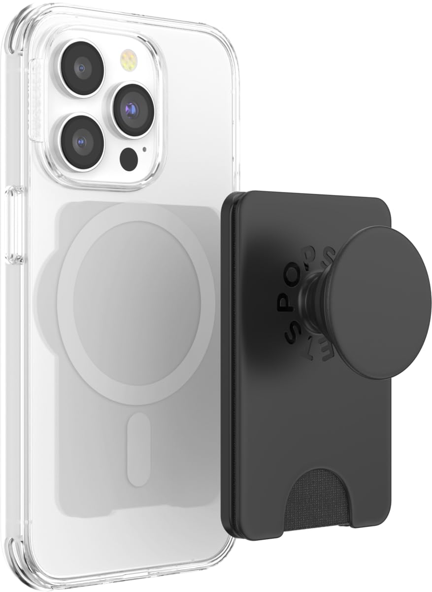 PopSockets Phone Wallet for MagSafe, Phone Card Holder with Grip - Black