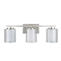 Aspen Creative 62103A, Three-Light Metal Bathroom Vanity Wall Light Fixture, 23" Wide, Transitional Design in Satin Nickel with Clear Glass Shade